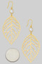 Cutout Leaf Drop Earrings With Pearl Accent