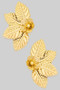 Large Textured Leaf And Flower Drop Earrings