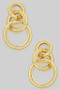 Triple Brass Link Textured Brass Drop Earrings