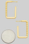 Twisted Edge Brass Rectangle Hoops