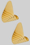 Folded Ridged Brass Triangular Drop Earrings