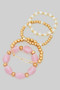 Four Piece Ccb Pearl And Stone Stretch Bracelet Se