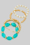 Four Piece Ccb Pearl And Stone Stretch Bracelet Se