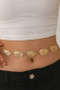 Textured Leaf Charm Chain Link Belt