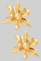 Lavish Textured Brass Flower Statement Earrings