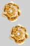 Hammered Flower Statement Earrings With Pearl