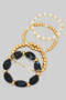 Four Piece Ccb Pearl And Stone Stretch Bracelet Se