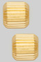 Brass Hexagon Post Earrings With Ridges