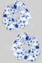 Lovely Blue Flower Print Hair Scrunchie