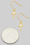 Dainty Brass Key With Cz Stone Fish Hook Earrings