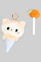 Plush Cat Ice Cream Cone Keychain With Hidden Pen