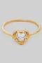 Brass Floral Encrusted Heart Ring