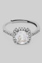 Adjustable Cz Round Stone Ring With Square Pave Halo