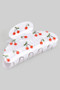 Marbled Acrylic White Cherry Print Hair Clip