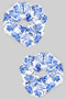 Leafy Blue Flower Print Hair Scrunchie