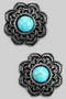 Turquoise Stone Lotus Flower Post Earrings