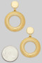 Round Post Earrings With Dangling Textured Hoop