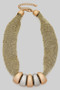 Gold Dipped Mesh Necklace With Ring Bib