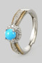 Slight Adjustable Blue Stone Ring W Cz Pave