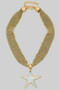 18K Gold Dipped Starfish Pendant Metal Fabric Necklace