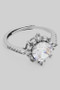Adjustable Cz Round Stone Ring With Halo And Pave