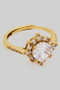 Adjustable Cz Round Stone Ring With Halo And Pave