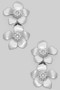 Tiered Brass Flower Drop Earrings With Pearl And Cz