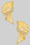 Fanned Out Drop Earrings With Cz Pave