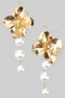 Double Sided Flower And Pearl Drop Earrings