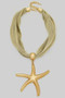 Mesh Fabric Starfish Pendant Necklace