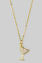 Cz Pave Martini Glass Pendant Necklace
