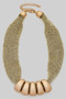 Gold Dipped Mesh Necklace With Ring Bib