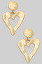 Hammered Heart Post Drop Earrings