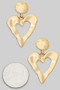 Hammered Heart Post Drop Earrings