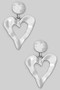 Hammered Heart Post Drop Earrings