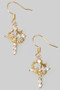 Cz Crown Linked Cross Drop Earrings