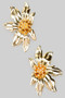 Gold Half Flower Post Drop Earrings