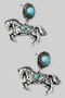 Turquoise Stone Post Earrings With Horse Charm