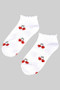 Ruffled Heart Cherry Print Ankle Socks