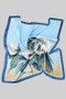 Lovely Blue Flower Print Silky Square Scarf