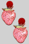 Glitter Post Disco Ball Strawberry Drop Earrings