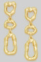 Hammered Triple Tier Brass Drop Earrings