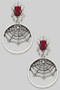 Stone Spider And Web Drop Earrings