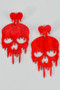 Drippy Heart And Skull Drop Earrings