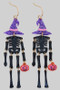 Acrylic Witches Hat Skeleton Dangle Earrings