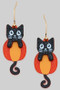 Glittery Acrylic Black Cat Pumpkin Drop Earrings