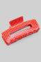 Glossy Checkered Rectangular Cutout Hair Clip