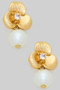 Dainty Flower Studs With Pearl And Cz