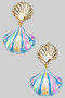 Multi Colored Tiered Shell Drop Earrings