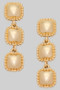 Triple Textured Square Drop Earrings